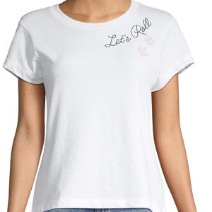 WILDFOX Crewneck Cotton Graphic White Tee Top - Women’s Size Large - Let’s Roll